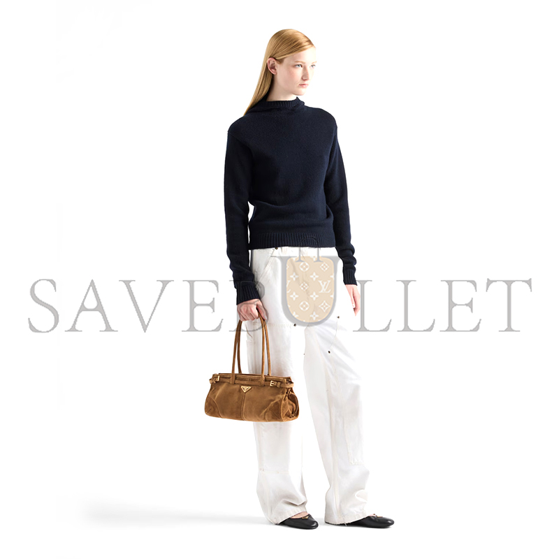 Pra*a bonnie medium suede handbag 1ba426 (32*15.5*12cm)